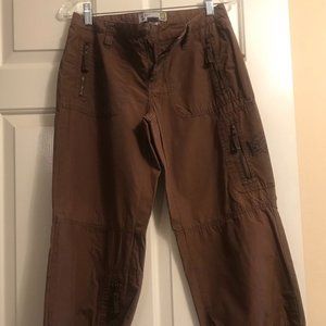 Old Navy brown tie bottom capri pants, 4, low rise